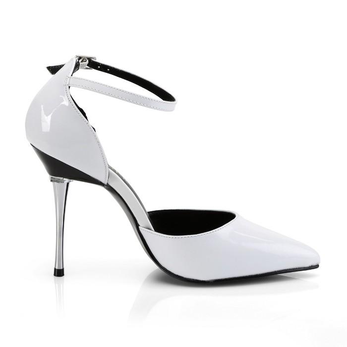 Pleaser プリーザー パンプス 10cm ヒール 白 ホワイト エナメル ストラップ ポインテッドトゥ ハイヒール レディース メンズ 大きいサイズ 小さいサイズ 取寄 | Pleaser | 04