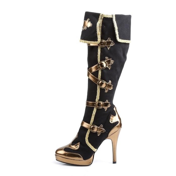 Pleaser プリーザー ロングブーツ 11.5cm ヒール 黒 ブラック 金色 ゴールド 大きいサイズ レディース メンズ ハイヒール バックル ストラップ ジッパー 靴 取寄 | Pleaser | 02