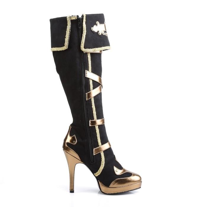 Pleaser プリーザー ロングブーツ 11.5cm ヒール 黒 ブラック 金色 ゴールド 大きいサイズ レディース メンズ ハイヒール バックル ストラップ ジッパー 靴 取寄 | Pleaser | 04