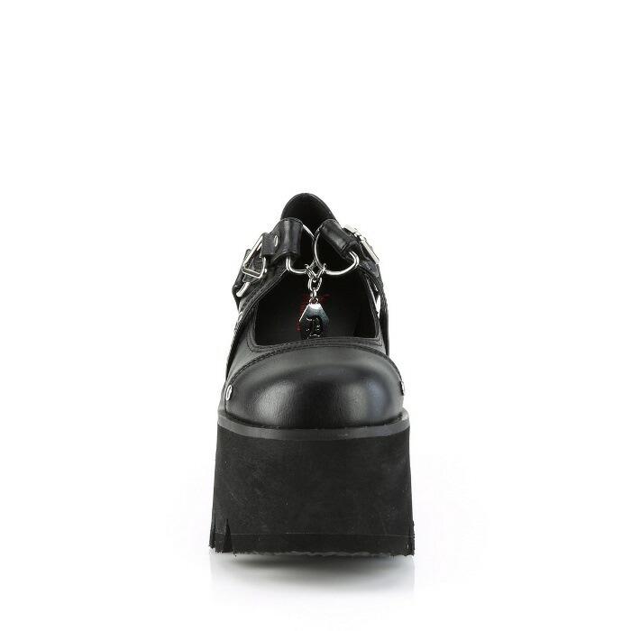 demonia デモニア パンプス 厚底 9 cm ヒール 黒 ブラック スタッズ ストラップ チャンキーヒール 厚底靴 小さいサイズ 大きいサイズ 靴 レディース メンズ 取寄 | Pleaser | 01