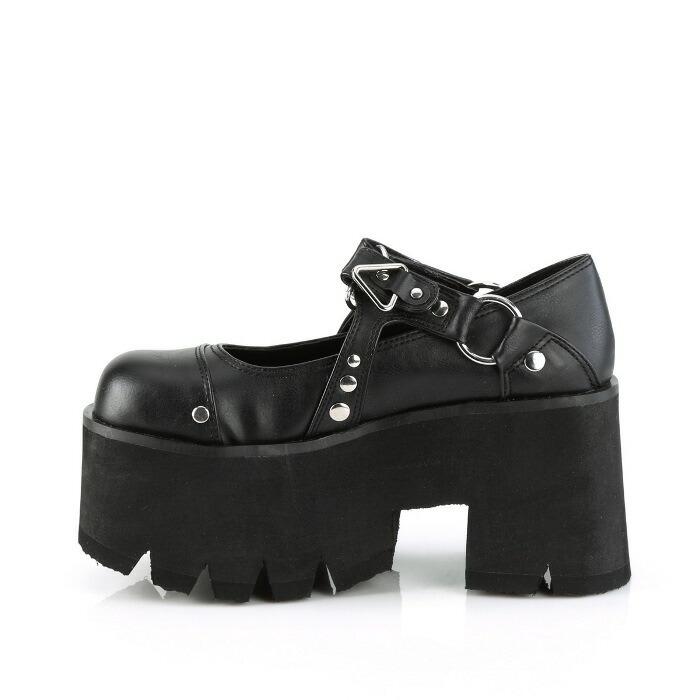demonia デモニア パンプス 厚底 9 cm ヒール 黒 ブラック スタッズ ストラップ チャンキーヒール 厚底靴 小さいサイズ 大きいサイズ 靴 レディース メンズ 取寄 | Pleaser | 02
