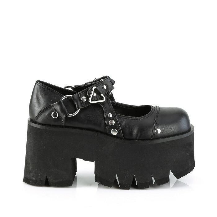 demonia デモニア パンプス 厚底 9 cm ヒール 黒 ブラック スタッズ ストラップ チャンキーヒール 厚底靴 小さいサイズ 大きいサイズ 靴 レディース メンズ 取寄 | Pleaser | 04