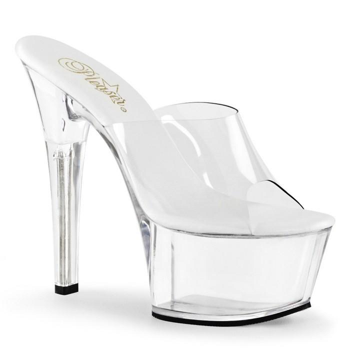 Pleaser プリーザー キャバ ヒール ミュール サンダル 厚底 クリア 15 cm ヒール ハイヒール オープントゥ レディース メンズ 小さいサイズ 大きいサイズ 取寄 | Pleaser