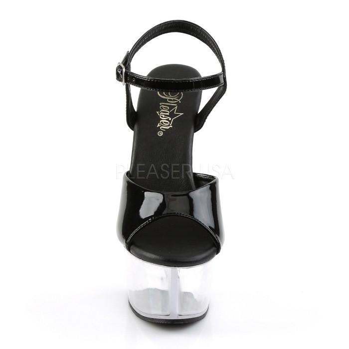 Pleaser プリーザー キャバ ヒール サンダル 厚底 レディース メンズ 厚底 15 cm ヒール 黒 ブラック クリア エナメル クリアソール ハイヒール ピンヒール 取寄 | Pleaser | 01