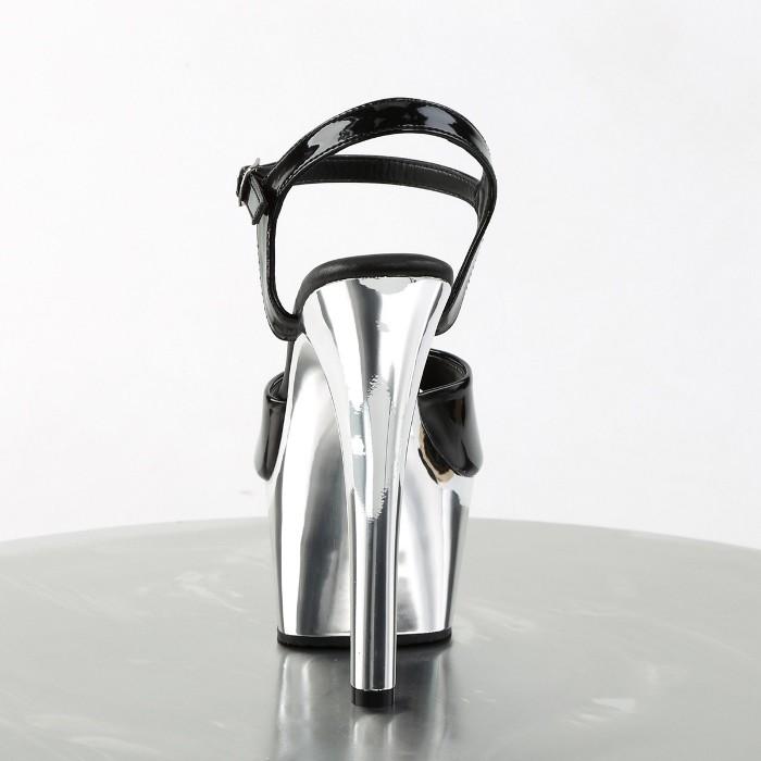 Pleaser プリーザー キャバ ヒール サンダル 厚底 レディース メンズ 厚底 15 cm ヒール 黒 ブラック 銀 シルバー エナメル ハイヒール 大きいサイズ あり 取寄 | Pleaser | 03