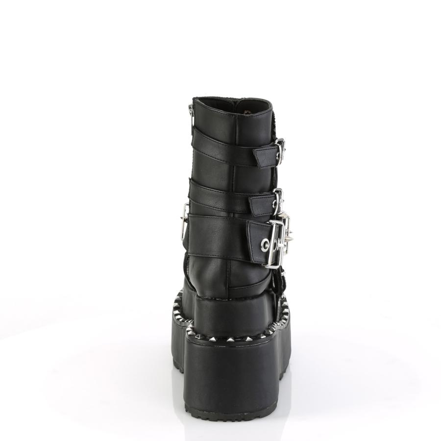 Demonia デモニア ショートブーツ 厚底 ラバーソール 11.5 cm ヒール 黒 ブラック つや消し ベルト スタッズ スカル 大きいサイズ レディース メンズ 取寄 | Pleaser | 03