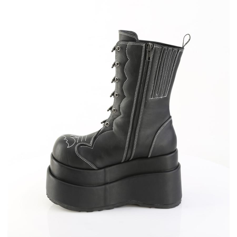 Demonia デモニア 厚底 ブーツ ミドルブーツ ショートブーツ ラバーソール 11.5 cm ヒール 黒 ブラック つや消し ジッパー 大きいサイズ レディース メンズ 取寄 | Pleaser | 02