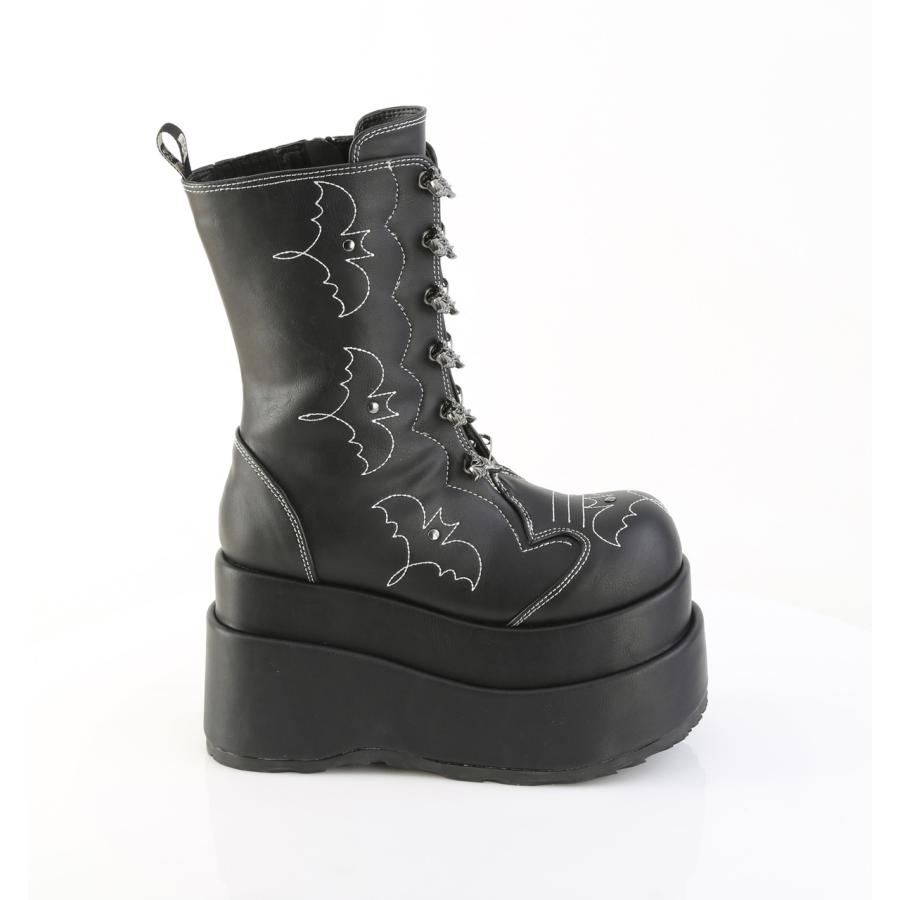 Demonia デモニア 厚底 ブーツ ミドルブーツ ショートブーツ ラバーソール 11.5 cm ヒール 黒 ブラック つや消し ジッパー 大きいサイズ レディース メンズ 取寄 | Pleaser | 04
