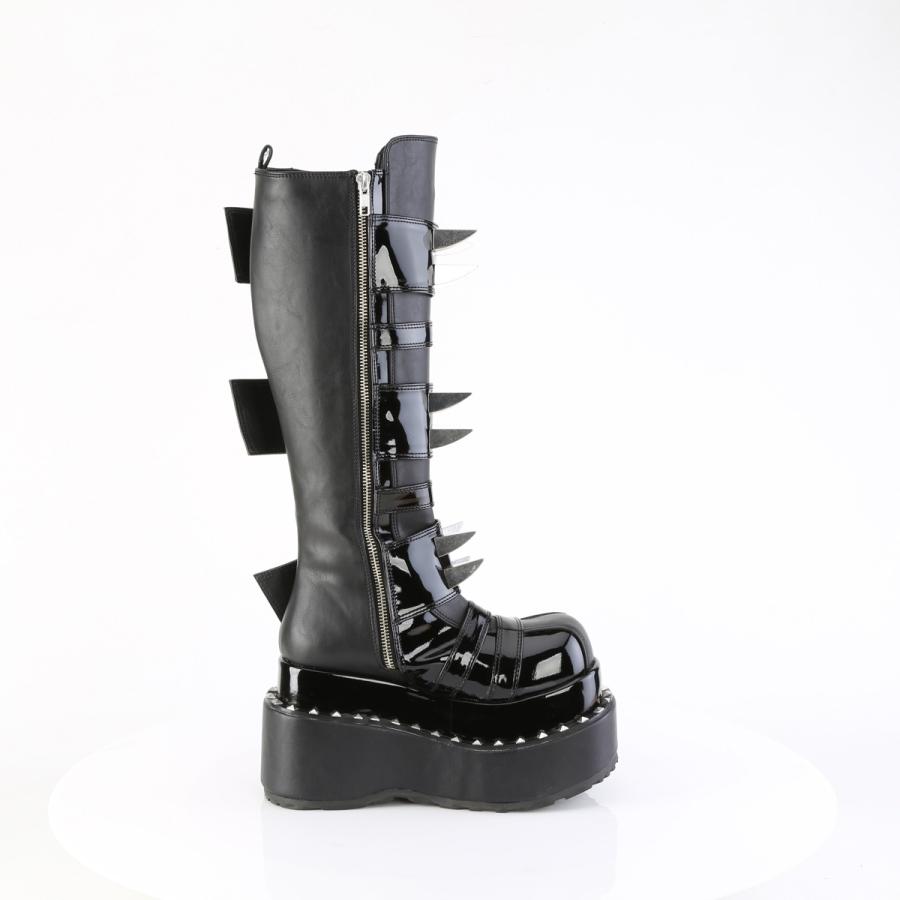 Demonia デモニア 厚底 ブーツ ロングブーツ ラバーソール 11.5 cm ヒール 黒 ブラック つや消し バックル ベルト 靴 大きいサイズ レディース メンズ 取寄 | Pleaser | 04