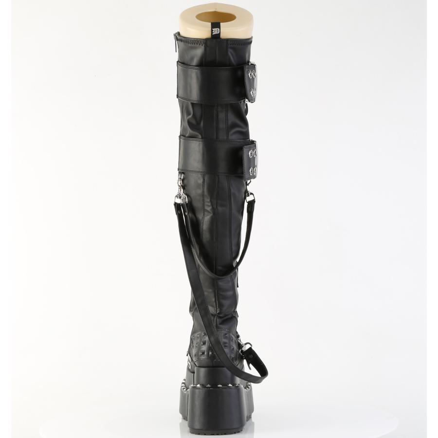 Demonia デモニア 厚底 ニーハイ サイハイ ブーツ ラバーソール 11.5 cm ヒール 黒 ブラック つや消し バックル ベルト 大きいサイズ レディース メンズ 取寄 | Pleaser | 03