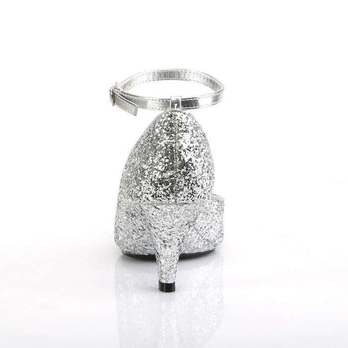 Pleaser プリーザー パンプス キャバ ヒール ピープトゥ アンクルベルト 7.5cm ヒール 銀 シルバー グリッター 大きいサイズ ハイヒール レディース メンズ 取寄 | Pleaser | 03