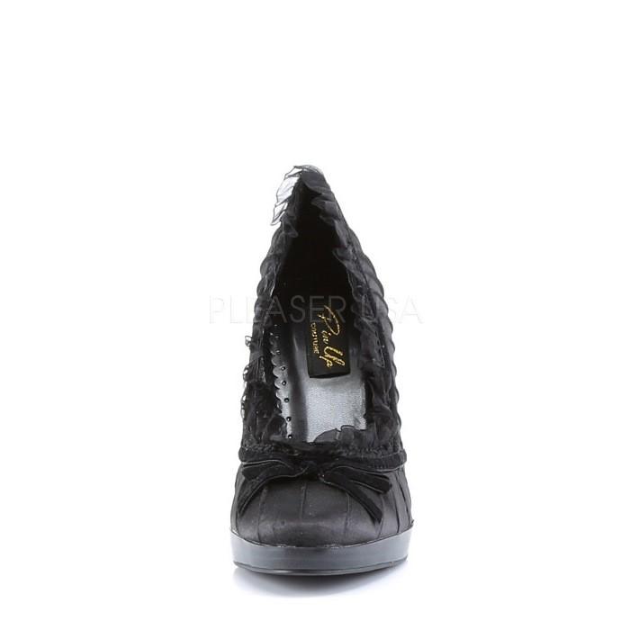 Pleaser プリーザー パンプス レディース メンズ 11cm ヒール アーモンドトゥ リボン 黒 ブラック サテン 大きいサイズ ハイヒール ピンヒール 薄厚底 取寄 | Pleaser | 01