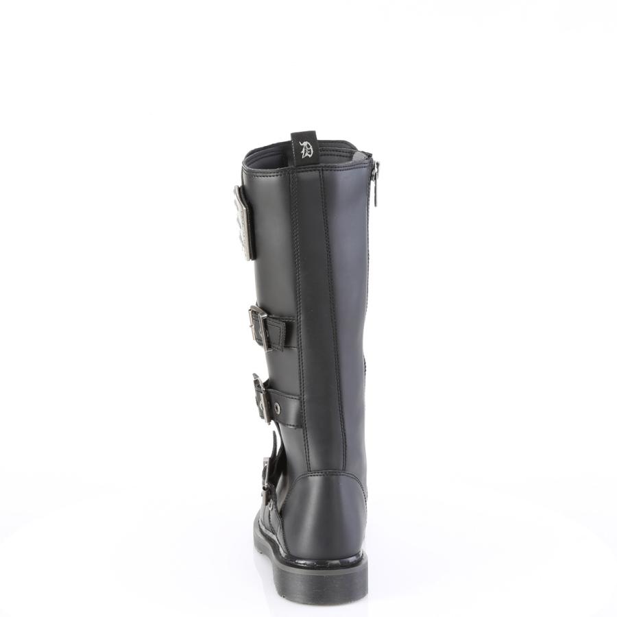 Demonia デモニア ロングブーツ 3cmヒール コンバットブーツ 黒 ブラック ベルト バックル ジッパー パンク ゴシック レディース メンズ 対応 BOLT-405 取寄 | Pleaser | 03