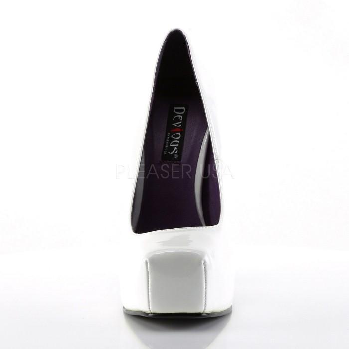 Pleaser プリーザー スクエアトゥ ハイヒール パンプス 14 cm ヒール ピンヒール 白 ホワイト エナメル DEVIOUS デビアス 大きいサイズ レディース メンズ 取寄 | Pleaser | 01