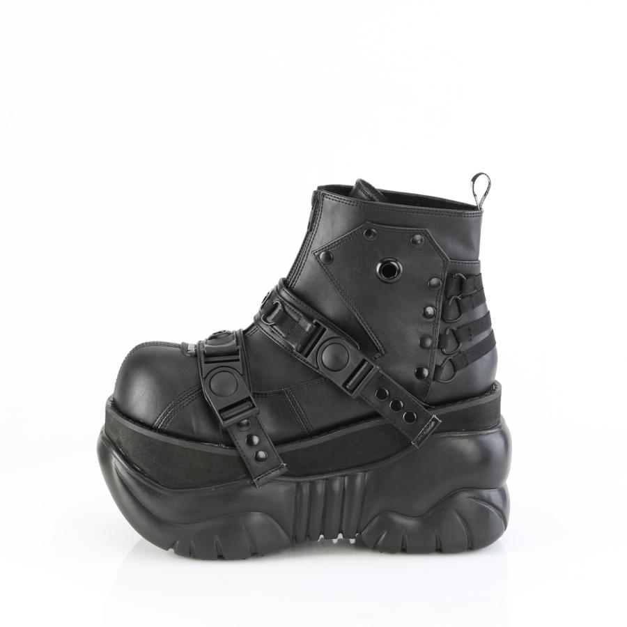 Demonia デモニア 厚底スニーカー 7.5cmヒール 黒 バックル ジッパー メンズ 男女兼用 大きいサイズ対応 パンク ゴシック ライブ用 BOXER-60 即納 取寄 | Pleaser | 02