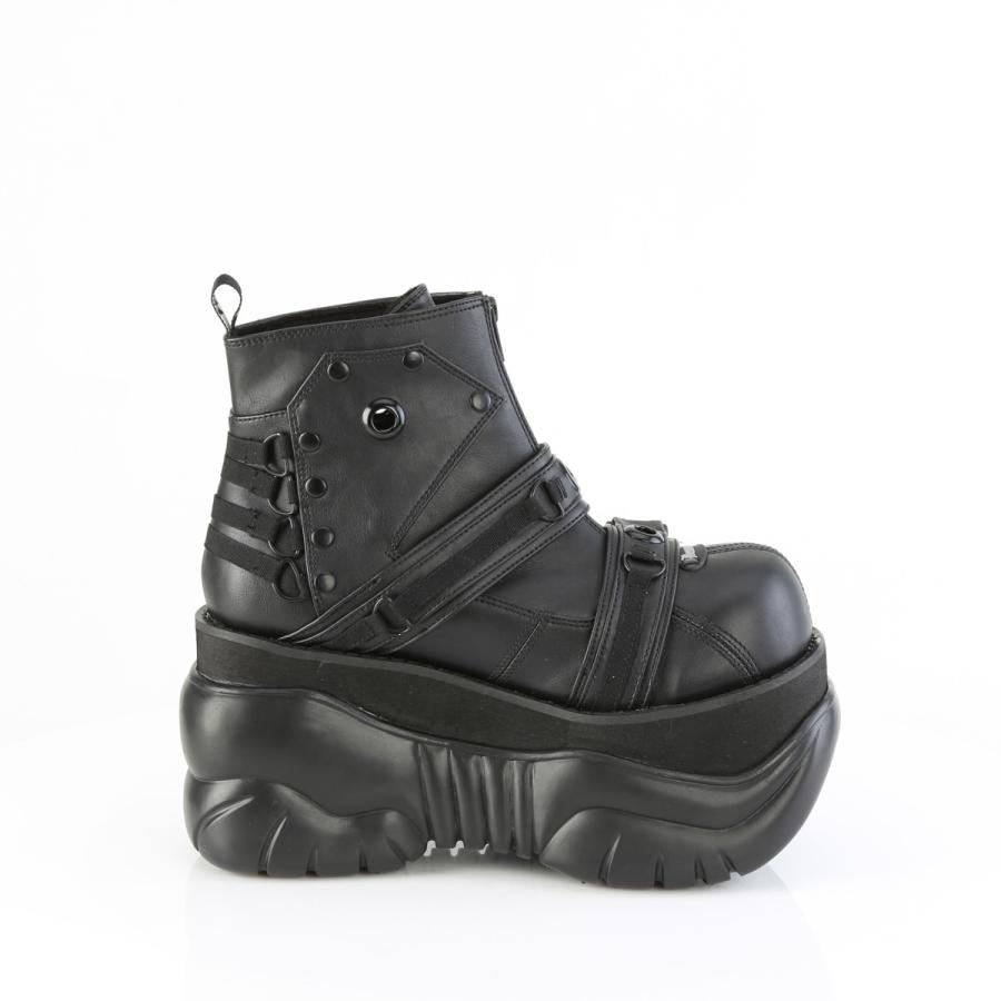 Demonia デモニア 厚底スニーカー 7.5cmヒール 黒 バックル ジッパー メンズ 男女兼用 大きいサイズ対応 パンク ゴシック ライブ用 BOXER-60 即納 取寄 | Pleaser | 04