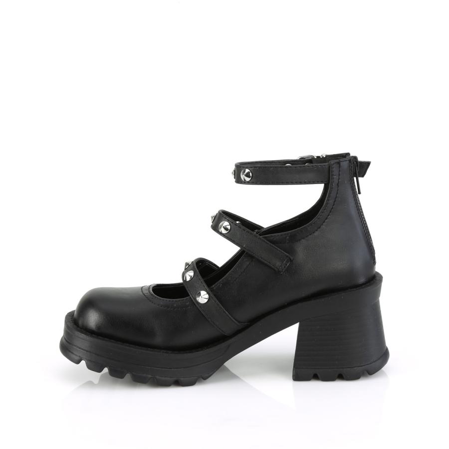 Demonia デモニア パンプス 厚底 7cm ヒール 黒 ブラック ストラップ チャンキーヒール 大きいサイズ パンク V系 ゴシック ゴスロリ 靴 レディース メンズ 取寄 | Pleaser | 02