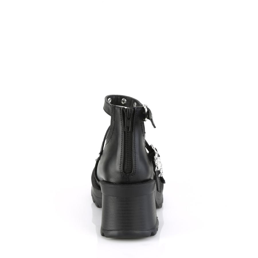 Demonia デモニア パンプス 厚底 7cm ヒール 黒 ブラック ストラップ チャンキーヒール 大きいサイズ パンク V系 ゴシック ゴスロリ 靴 レディース メンズ 取寄 | Pleaser | 03