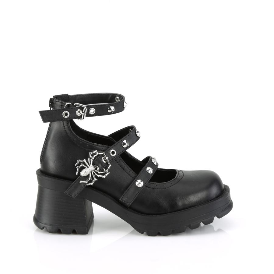 Demonia デモニア パンプス 厚底 7cm ヒール 黒 ブラック ストラップ チャンキーヒール 大きいサイズ パンク V系 ゴシック ゴスロリ 靴 レディース メンズ 取寄 | Pleaser | 04