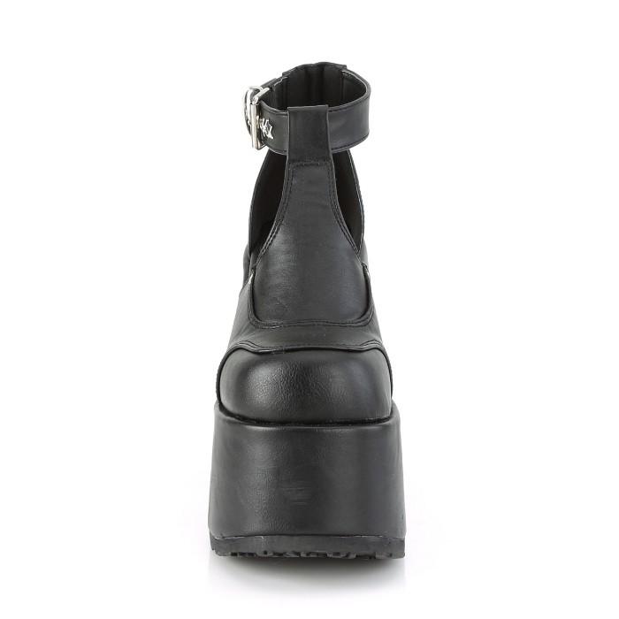 demonia デモニア パンプス 厚底 13 cm ヒール 黒 ブラック 合皮 アンクルストラップ 小さいサイズ 大きいサイズ チャンキーヒール 靴 レディース メンズ 取寄 | Pleaser | 01