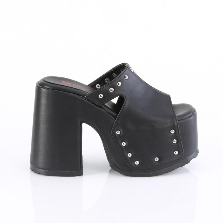 demonia デモニア サンダル 厚底 13cm ヒール 黒 ブラック つや消し 合皮 スタッズ チャンキーヒール ミュール パンク ゴスロリ 靴 レディース メンズ 取寄 | Pleaser | 04