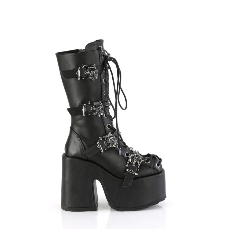 demonia デモニア 厚底 ブーツ ショートブーツ ミドルブーツ 13cm ヒール 黒 ブラック つや消し ベルト 編み上げ レースアップ 原宿系 レディース メンズ 取寄 | Pleaser | 04