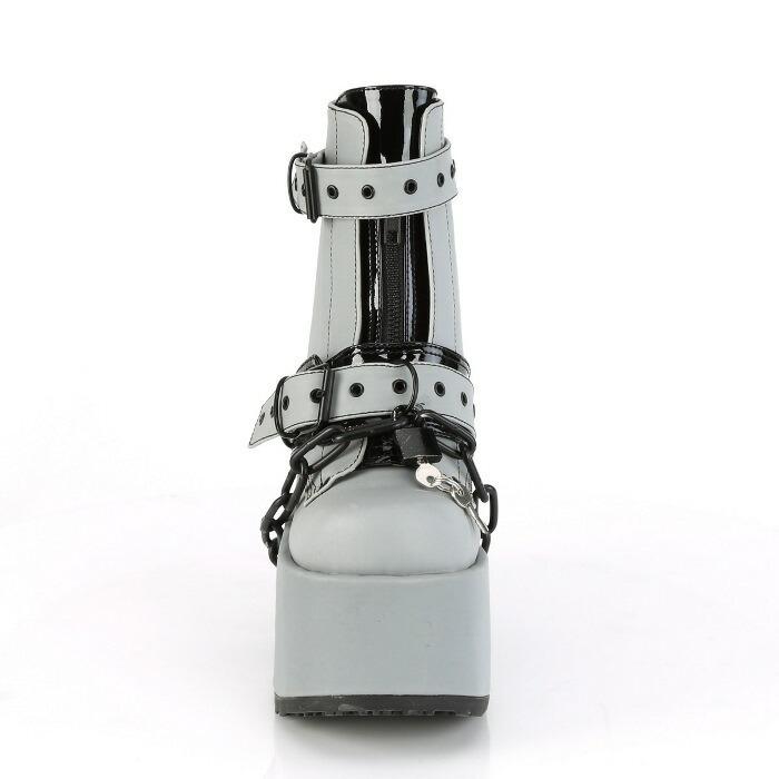 demonia レースアップ ブーツ 厚底 ヒール 白 グレー 24 demonia レースアップ ブーツ 厚底 ヒール 白 グレー 24