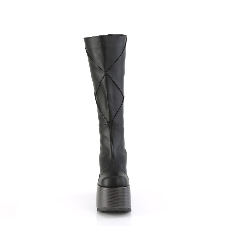 demonia デモニア ロングブーツ 厚底 ブーツ 13cm ヒール 黒 ブラック 合皮 マルチ 木目調 ジッパー 大きいサイズ 靴 シューズ レディース メンズ 取寄 | Pleaser | 01