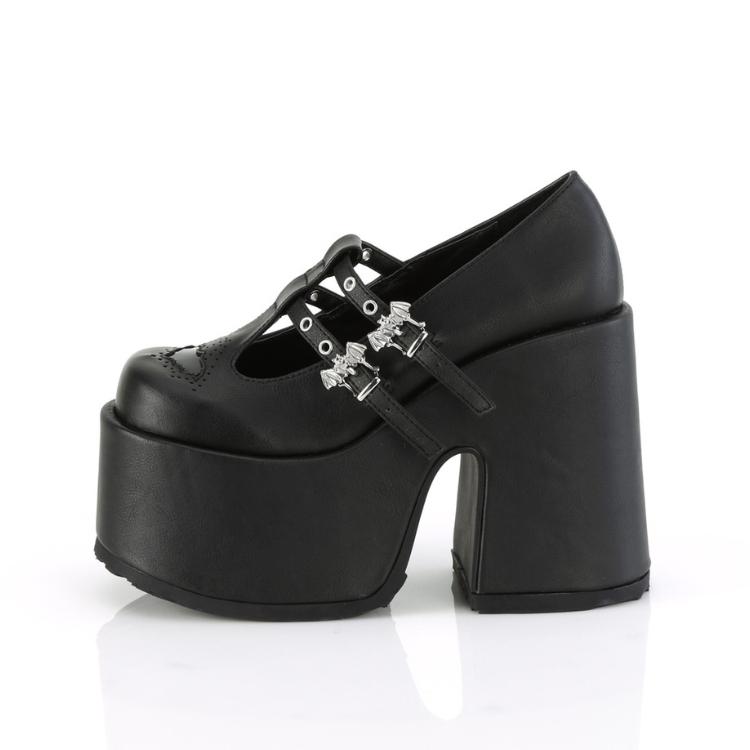 demonia デモニア 厚底 ローファー パンプス 13cm ヒール 黒 ブラック 合皮 厚底靴 厚底シューズ パンク ロック ゴスロリ 韓国 原宿系 V系 靴 CAMEL-55 取寄 | Pleaser | 02