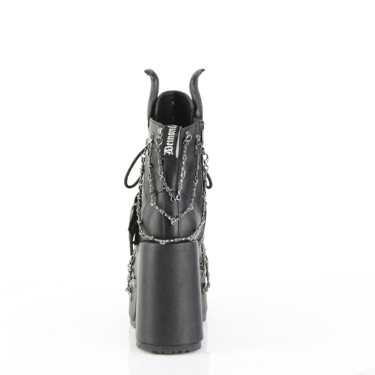 demonia デモニア 厚底 ブーツ ショートブーツ 厚底 13cm ヒール 黒 ブラック つや消し 編み上げ レースアップ チャンキーヒール 厚底靴 ゴスロリ CAMEL-64 取寄 | Pleaser | 03