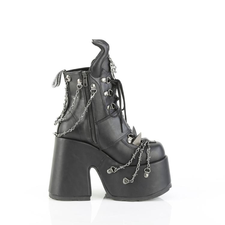 demonia デモニア 厚底 ブーツ ショートブーツ 厚底 13cm ヒール 黒 ブラック つや消し 編み上げ レースアップ チャンキーヒール 厚底靴 ゴスロリ CAMEL-64 取寄 | Pleaser | 04