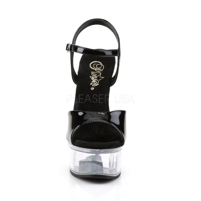 Pleaser プリーザー サンダル 厚底 クリア 黒 ブラック エナメル 15 cm ヒール レディース メンズ ラインストーン ストラップ ハイヒール 大きいサイズ 取寄 | Pleaser | 01