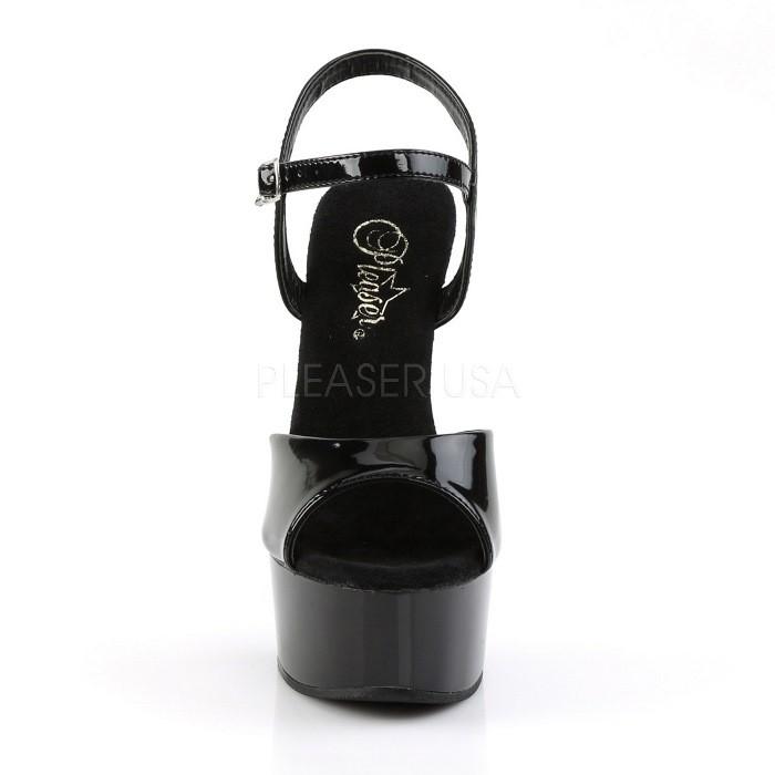 Pleaser プリーザー サンダル 厚底 黒 ブラック エナメル 15 cm ヒール 高め レディース メンズ ラインストーン ストラップ ハイヒール 靴 大きいサイズ 取寄 | Pleaser | 01