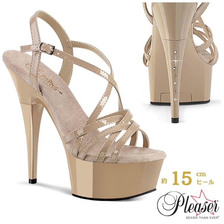 Pleaser（プリーザー） ヒール サンダル 厚底 15cm ヒール ベージュ