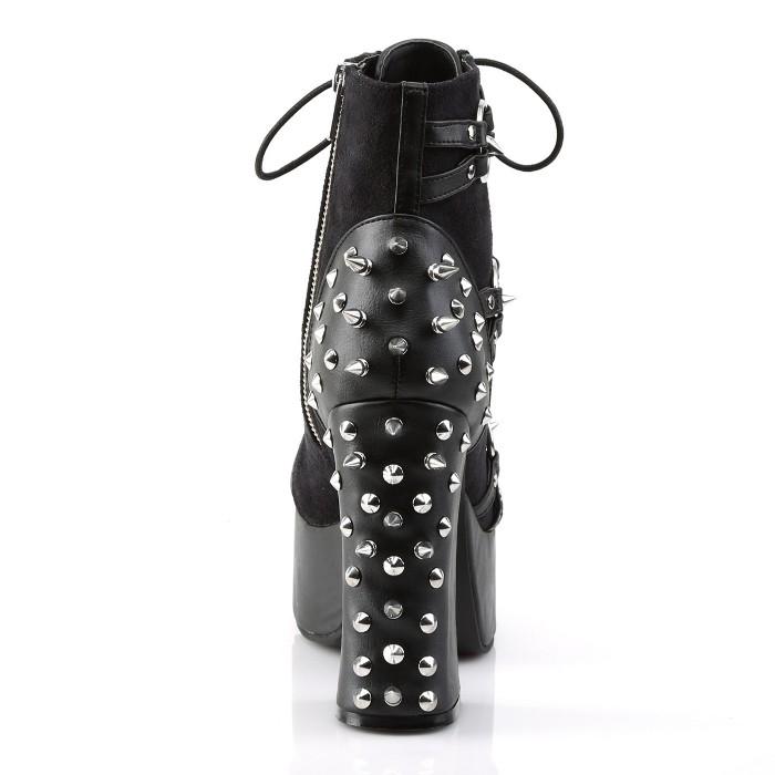 demonia デモニア ショートブーツ 厚底 11.5 cm ヒール 黒 ブラック 合皮 メタルリング スタッズ レースアップ チャンキーヒール 靴 レディース メンズ 取寄 | Pleaser | 03