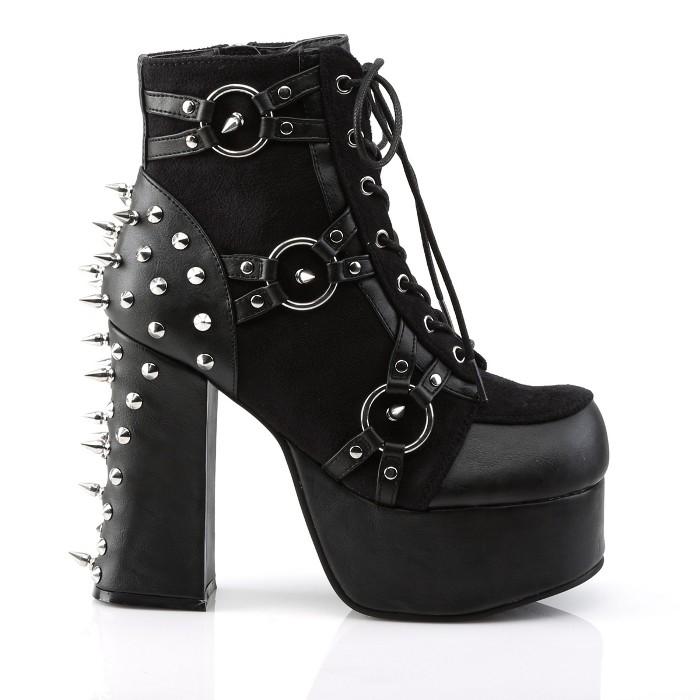 demonia デモニア ショートブーツ 厚底 11.5 cm ヒール 黒 ブラック 合皮 メタルリング スタッズ レースアップ チャンキーヒール 靴 レディース メンズ 取寄 | Pleaser | 04
