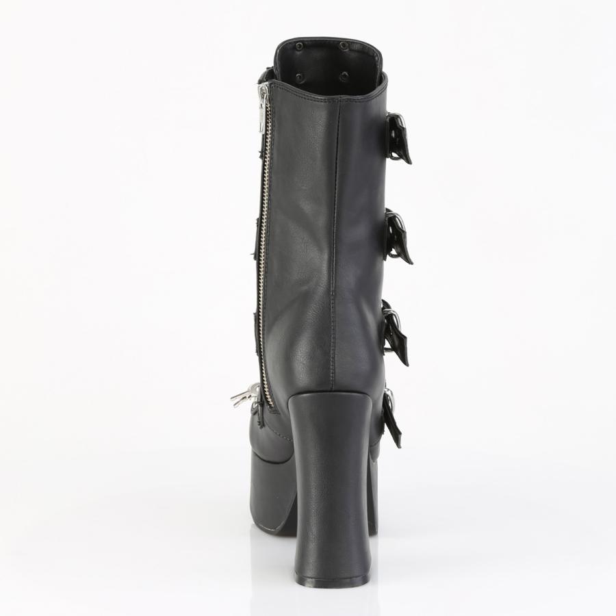 demonia デモニア 厚底 ブーツ ショートブーツ アンクルブーツ 11.5cm ヒール 黒 ブラック つや消し ベルト ジッパー チャンキーヒール 靴 CHARADE-118 取寄 | Pleaser | 03