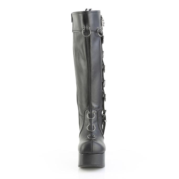 demonia デモニア 厚底 ブーツ ロングブーツ 約 11cm ヒール 12cm 黒 ブラック 合皮 チャンキーヒール 大きいサイズ 靴 シューズ レディース CHARADE-211 取寄 | Pleaser | 01