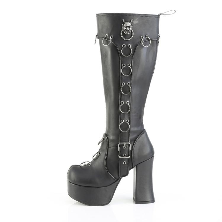 demonia デモニア 厚底 ブーツ ロングブーツ 約 11cm ヒール 12cm 黒 ブラック 合皮 チャンキーヒール 大きいサイズ 靴 シューズ レディース CHARADE-211 取寄 | Pleaser | 02