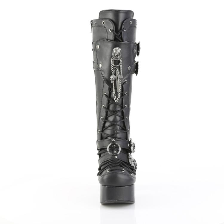 demonia デモニア 厚底 ロングブーツ ミドルブーツ 11cm ヒール 12cm 黒 ブラック 合皮 大きいサイズ 厚底靴 靴 シューズ レディース メンズ CHARADE-230 取寄 | Pleaser | 01