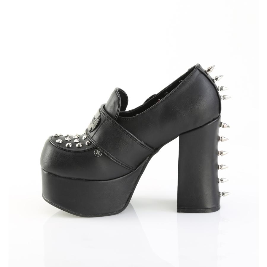 demonia デモニア 厚底 ローファー パンプス 11cm 12cm ヒール 黒 ブラック 合皮 厚底シューズ パンク ロック ゴスロリ 韓国 原宿系 V系 靴 CHARADE-32 取寄 | Pleaser | 02