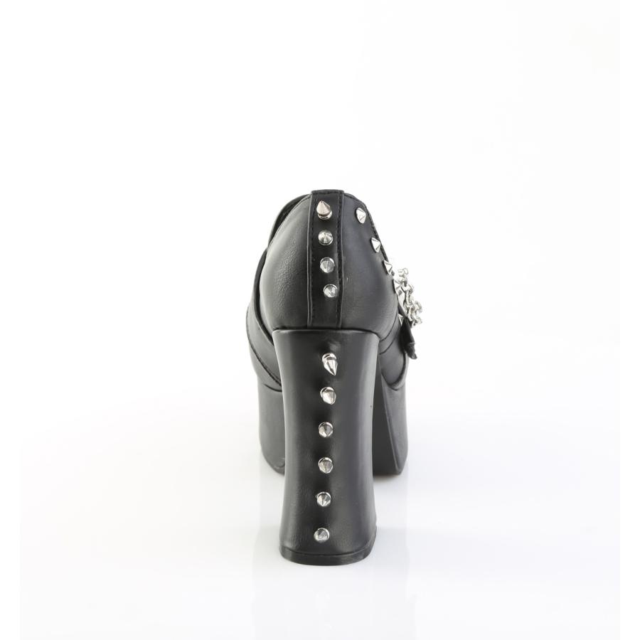 demonia デモニア 厚底 ローファー パンプス 11cm 12cm ヒール 黒 ブラック 合皮 厚底シューズ パンク ロック ゴスロリ 韓国 原宿系 V系 靴 CHARADE-32 取寄 | Pleaser | 03