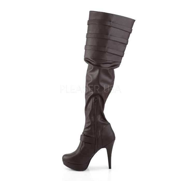 Pleaser プリーザー ニーハイブーツ サイハイブーツ 厚底 茶 ブラウン 合皮 13 cm ヒール レディース メンズ ハイヒール バックル ベルト 靴 大きいサイズ 取寄 | Pleaser | 02