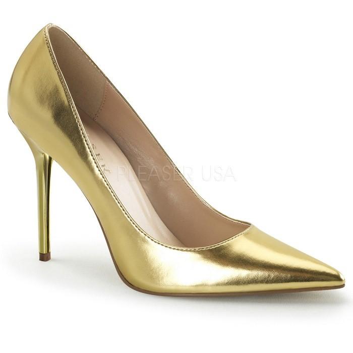 cityshop ゴールドレザーファーハイヒールパンプス Pleaser（プリーザー） ハイヒール パンプス 大きいサイズ 小さい
