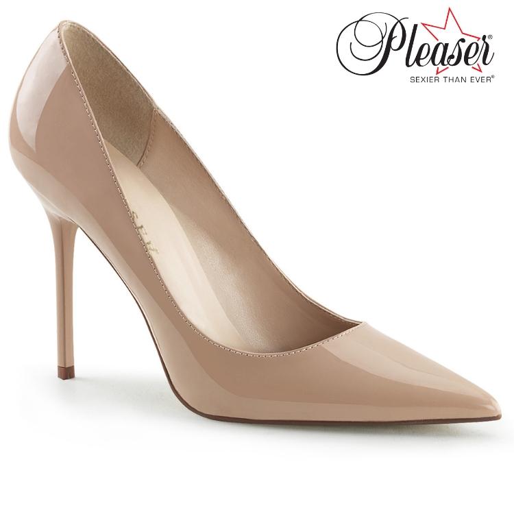 Pleaser プリーザー ハイヒール パンプス 大きいサイズ 小さいサイズ ヌード色 エナメル 10 cm ヒール レディース メンズ ピンヒール ポインテッドトゥ 即納 | Pleaser