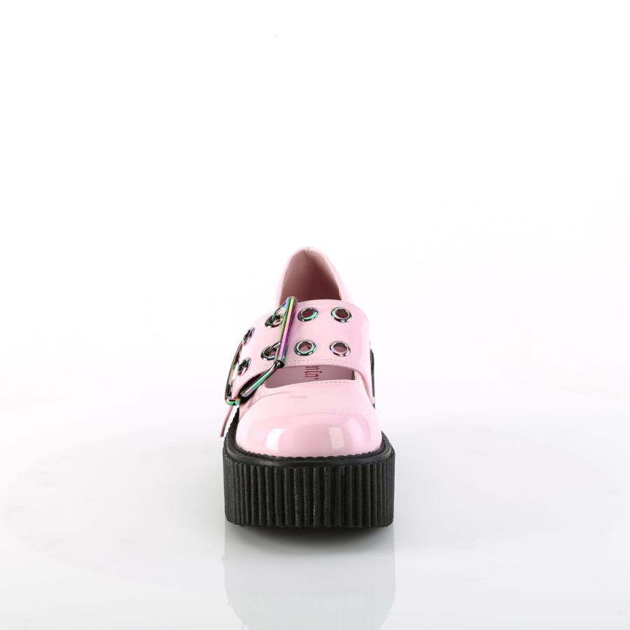 demonia デモニア クリーパー シューズ 厚底 7.5cm ヒール ピンク ホログラム バックルストラップ ゴスロリ ゴシック コーデ 靴 レディース CREEPER-205 取寄 | Pleaser | 01