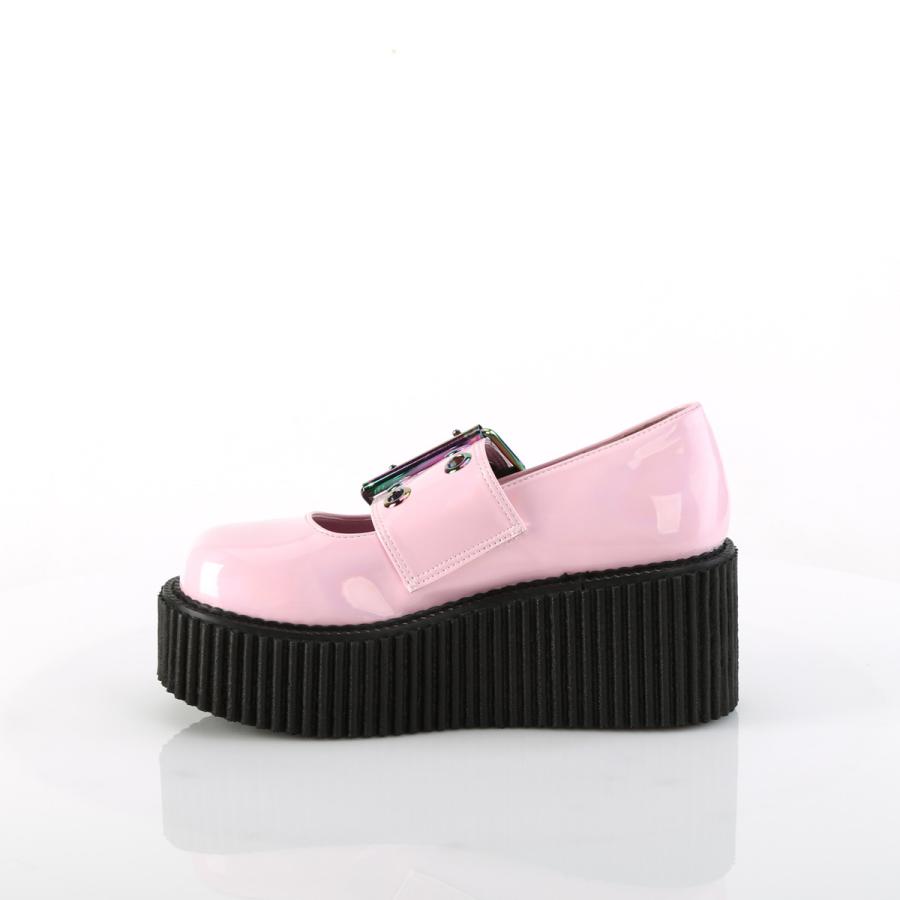 demonia デモニア クリーパー シューズ 厚底 7.5cm ヒール ピンク ホログラム バックルストラップ ゴスロリ ゴシック コーデ 靴 レディース CREEPER-205 取寄 | Pleaser | 02