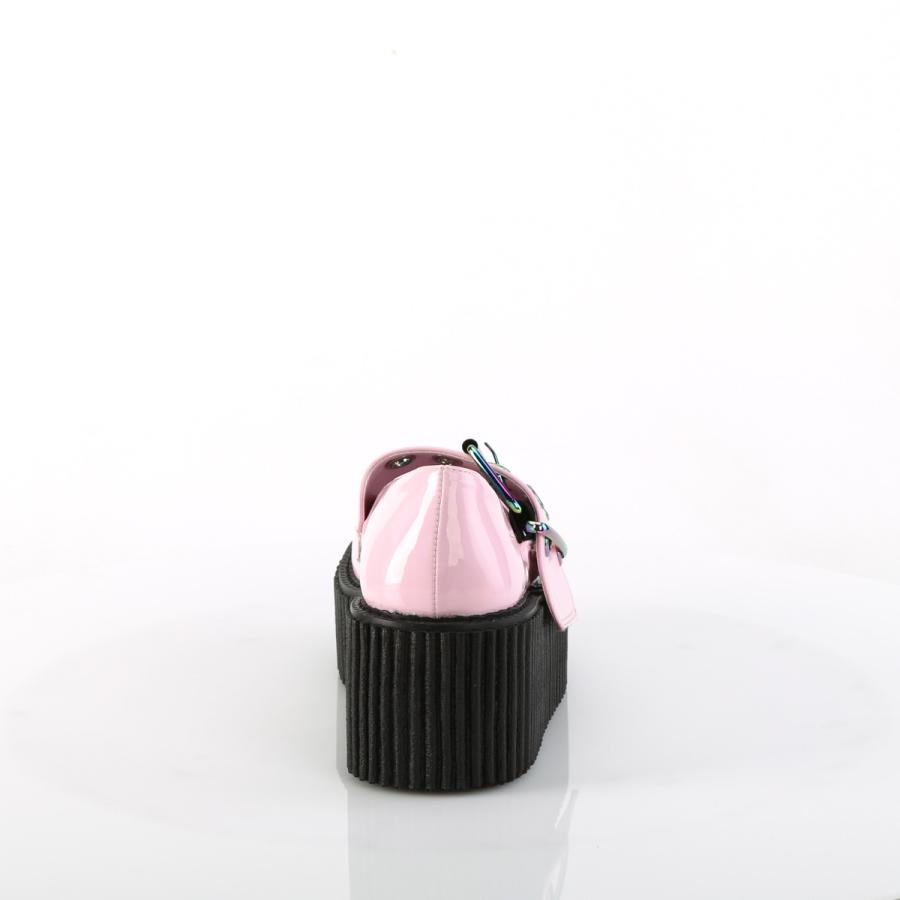 demonia デモニア クリーパー シューズ 厚底 7.5cm ヒール ピンク ホログラム バックルストラップ ゴスロリ ゴシック コーデ 靴 レディース CREEPER-205 取寄 | Pleaser | 03