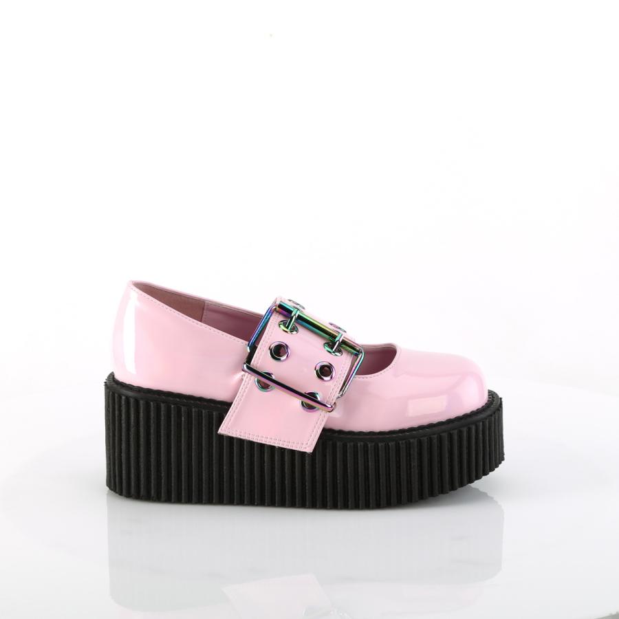 demonia デモニア クリーパー シューズ 厚底 7.5cm ヒール ピンク ホログラム バックルストラップ ゴスロリ ゴシック コーデ 靴 レディース CREEPER-205 取寄 | Pleaser | 04
