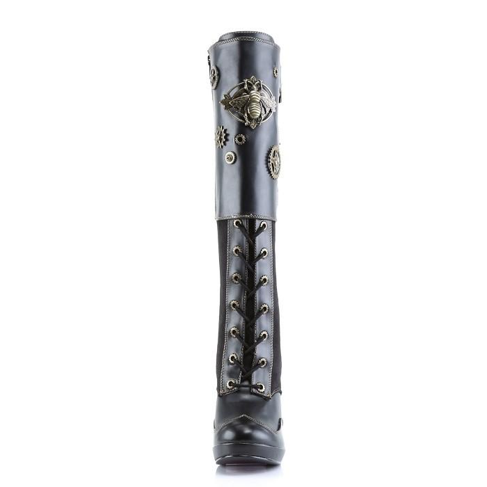 スタッズ付きブラックロングブーツ　demonia デモニア 中古・古着通販】demonia (デモニア) 20アイレットニーロング